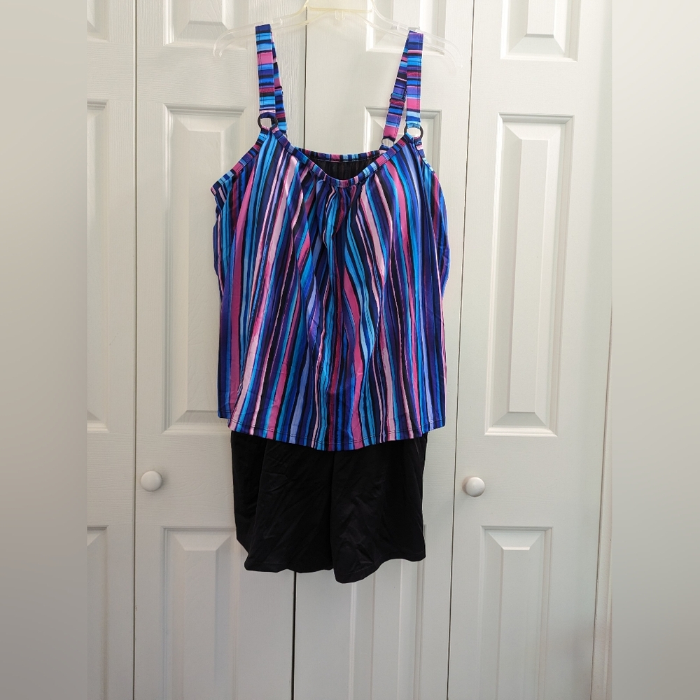 Swim 365 Women's Plus Size 22 Longer Length Mesh Tankini Top. - Picture 2 of 9